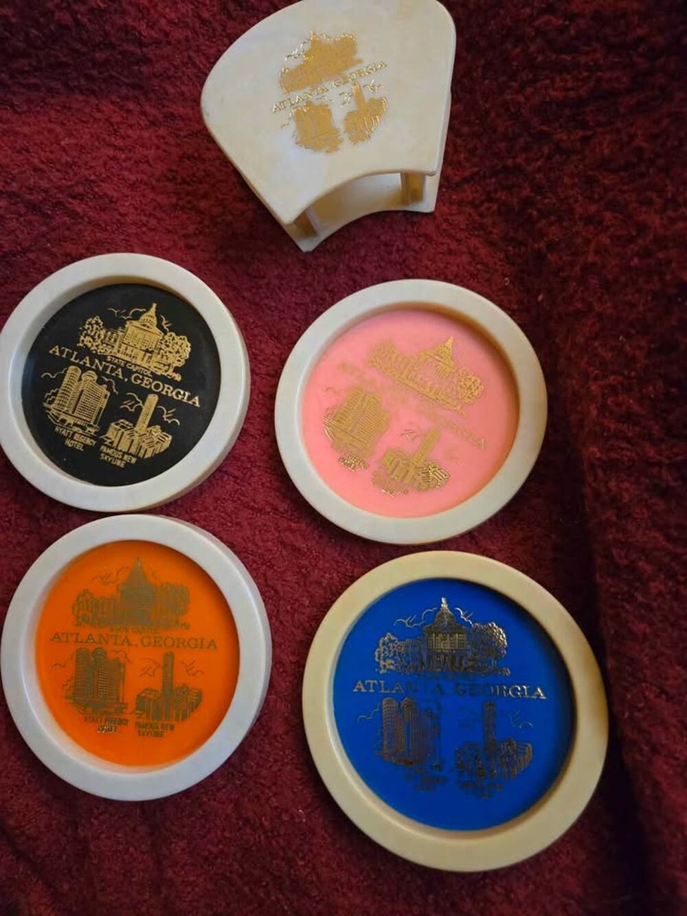 Vintage Atlanta Georgia Coaster Set with Holder